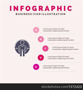 Man, User, Login, Id, Identity Solid Icon Infographics 5 Steps Presentation Background