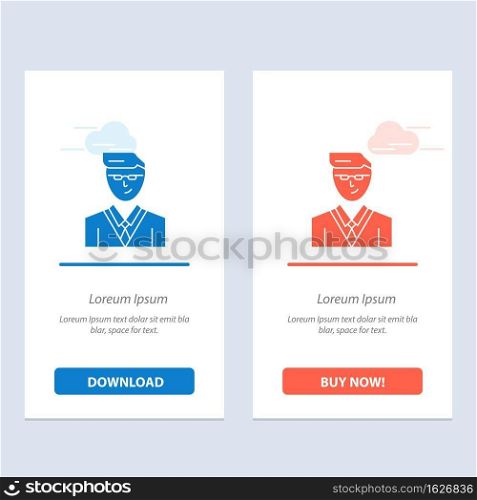 Man, User, Manager, Student  Blue and Red Download and Buy Now web Widget Card Template