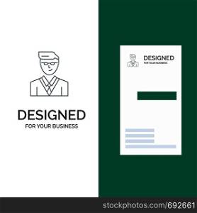Man, User, Manager, Student Grey Logo Design and Business Card Template