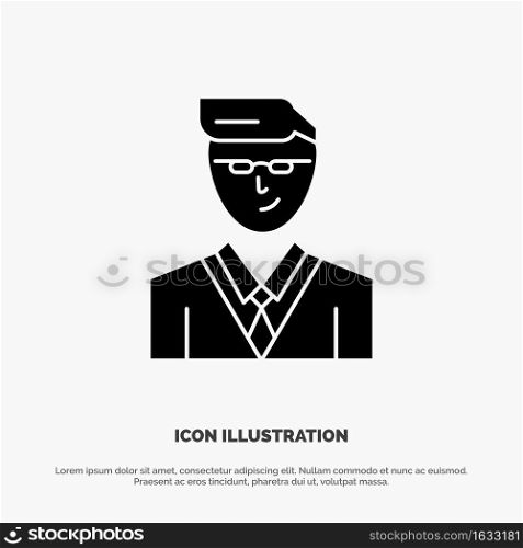 Man, User, Manager, Student solid Glyph Icon vector