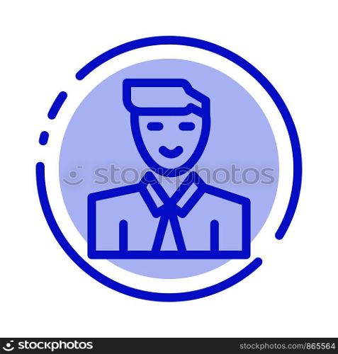 Man, User, Student, Teacher, Avatar Blue Dotted Line Line Icon