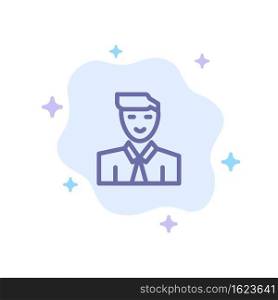 Man, User, Student, Teacher, Avatar Blue Icon on Abstract Cloud Background