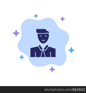 Man, User, Student, Teacher, Avatar Blue Icon on Abstract Cloud Background