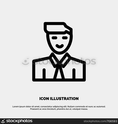 Man, User, Student, Teacher, Avatar Line Icon Vector