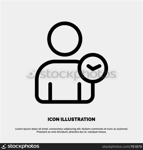 Man, User, Time, Basic Line Icon Vector