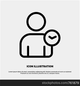 Man, User, Time, Basic Line Icon Vector