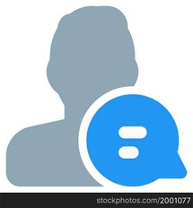man using cellular chat message with speech bubble layout