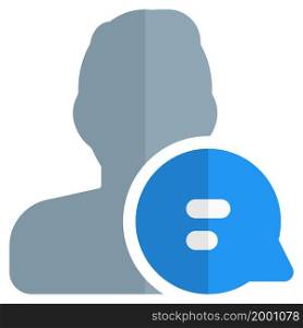 man using cellular chat message with speech bubble layout