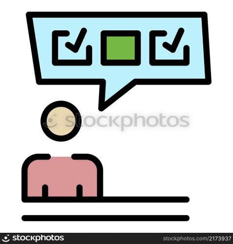 Man vote poll icon. Outline man vote poll vector icon color flat isolated. Man vote poll icon color outline vector