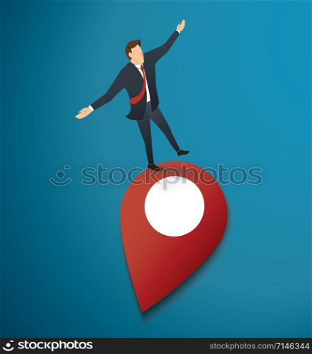 man walking in balance on pin icon vector