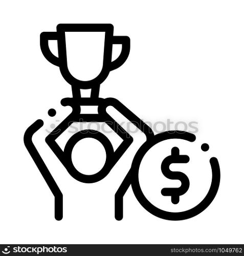 Man Win Prize Betting And Gambling Icon Vector Thin Line. Contour Illustration. Man Win Prize Betting And Gambling Icon Vector Illustration