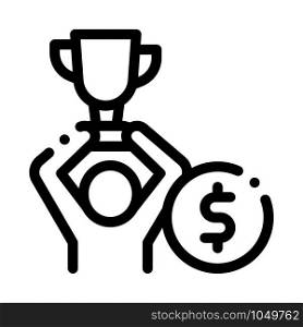Man Win Prize Betting And Gambling Icon Vector Thin Line. Contour Illustration. Man Win Prize Betting And Gambling Icon Vector Illustration