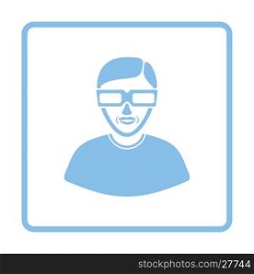 Man with 3d glasses icon. Blue frame design. Vector illustration.