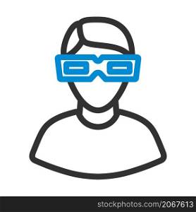 Man With 3d Glasses Icon. Editable Bold Outline With Color Fill Design. Vector Illustration.