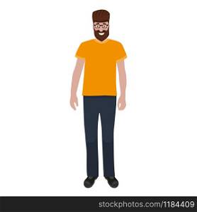 Man with a beard and glasses isolated on a white background portrait. Flat cartoon design, vector illustration.. Man with a beard and glasses isolated on a white background portrait. Flat cartoon design, vector illustration