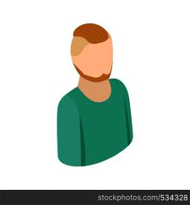 Man with a beard icon in isometric 3d style on a white background. Man with a beard icon, isometric 3d style