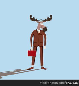 Man with a deer head, irony, sarcasm, caricature, vector, illustration, cartoon style. Man with a deer head, irony, sarcasm, caricature, vector, illustration, cartoon style, isolated