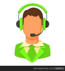 Man with a headset icon. Cartoon illustration of man with a headset vector icon for web. Man with a headset icon, cartoon style