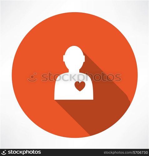 man with a heart icon. Flat modern style vector illustration