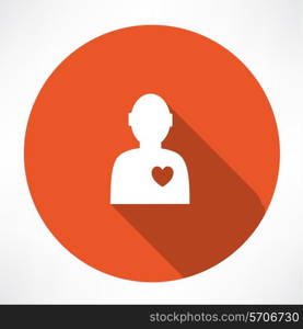 man with a heart icon. Flat modern style vector illustration