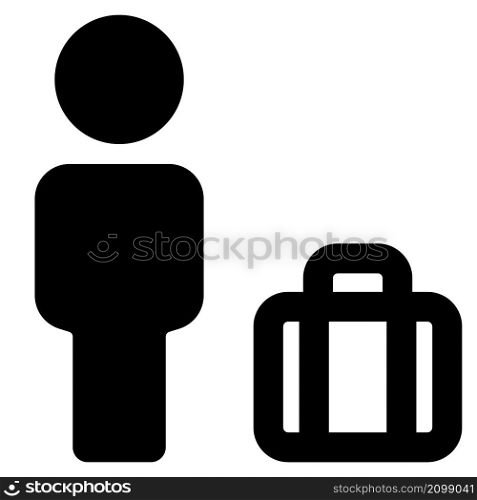 Man with a luggage bag traveling internationally for business purpose