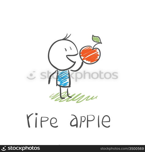 man with a ripe apple