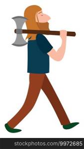 Man with ax, illustration, vector on white background