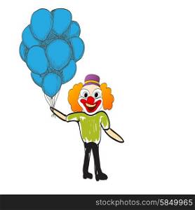 man with balloons happy day rejoices illustration