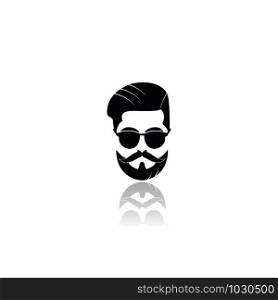 Man with beard hipster barbershop vector emblem. Bearded man's face, hipster character.