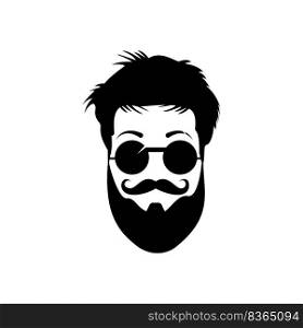 Man with beard hipster barbershop vector emblem. Bearded man s face, hipster character. 