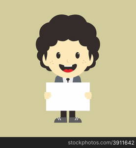 man with blank sign theme vector art illustration. man with blank sign