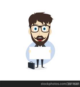 man with blank sign theme vector art illustration. man with blank sign