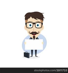 man with blank sign theme vector art illustration. man with blank sign