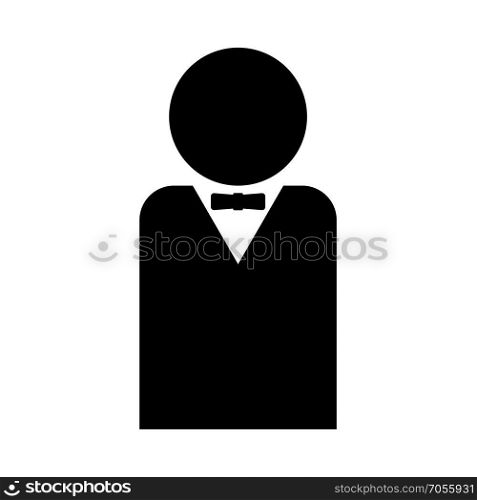 Man with bow tie black icon .