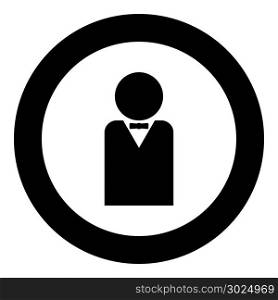 Man with bow tie black icon in circle vector illustration isolated