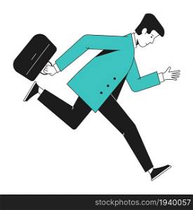 Man with briefcase running. Late for work. Dynamic business. Vector illustration. Man with briefcase running. Late for work. Dynamic business
