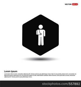 Man with broken arm in bandage icon Hexa White Background icon template - Free vector icon