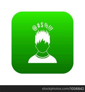 Man with different signs over his head icon digital green for any design isolated on white vector illustration. Man with different signs over his head icon digital green