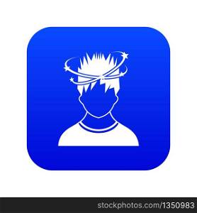 Man with dizziness icon digital blue for any design isolated on white vector illustration. Man with dizziness icon digital blue