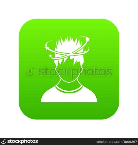 Man with dizziness icon digital green for any design isolated on white vector illustration. Man with dizziness icon digital green