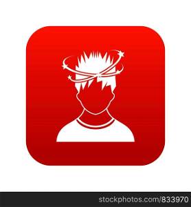 Man with dizziness icon digital red for any design isolated on white vector illustration. Man with dizziness icon digital red