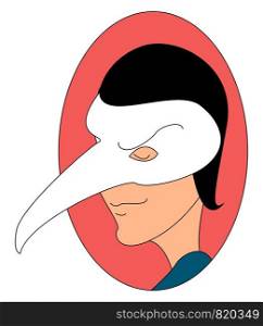 Man with doctor mask, illustration, vector on white background.