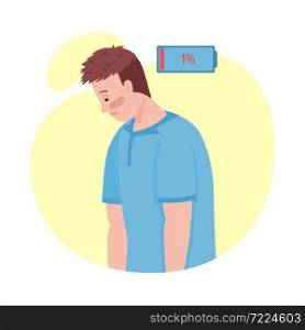 Man with fatigue semi flat color vector character. Posing figure. Full body person on white. Post covid syndrome isolated modern cartoon style illustration for graphic design and animation. Man with fatigue semi flat color vector character