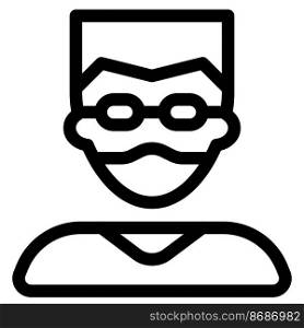 Man with flat top haircut wearing mask and glasses.