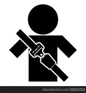 Man with forklift seat belt stick figure Car safety belt icon black color