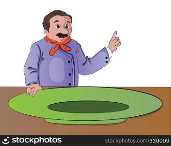 Man with Giant Mexican Hat, vector illustration