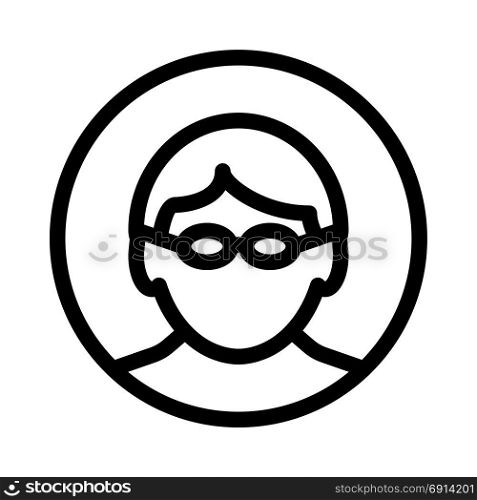 man with glasses, icon on isolated background