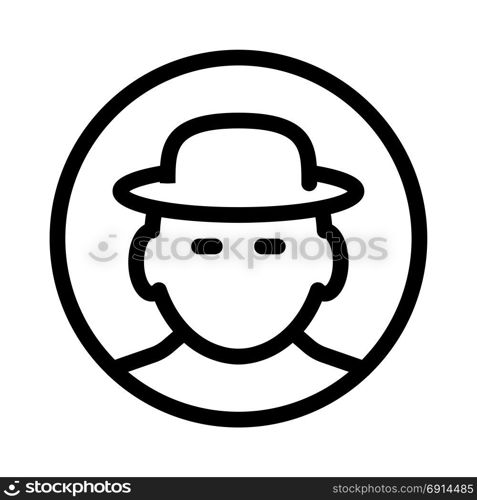 man with hat, icon on isolated background