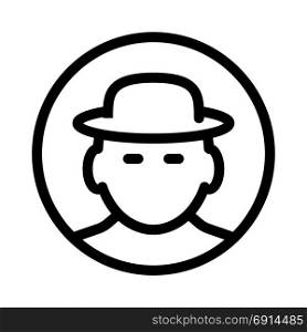man with hat, icon on isolated background