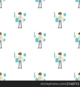 Man with high tech smart glasses pattern seamless background texture repeat wallpaper geometric vector. Man with high tech smart glasses pattern seamless vector